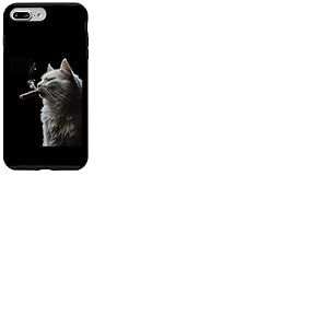 Chat sibérien fume un cigare drôle fumeur de cigare et amoureux des chats Coque pour iPhone 7 Plus/8 Plus