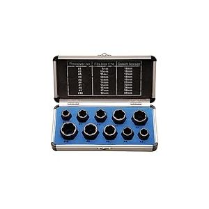 BGS Diy 20210 | Jeu de douilles spiral&eacute;es/extracteur de vis | 10 mm (3/8") | profil h&eacute;lico&iuml;dal 9-19 mm | 10 pi&egrave;ces