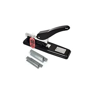 Agrafeuse commerciale robuste avec 2 000 agrafes, acier poli noir, grande capacité de 100 feuilles, levier ergonomique arrondi et base de stabilité pondérée, grande agrafeuse sans bourrage Better