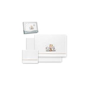 Interbaby - Parure de draps pour Berceau 60 x 120 | Drap-Housse en Polaire Corail Chaud | Comprend Un Drap-Housse, Un Drap de Dessus et Une taie d'oreiller | Idéal pour l'hiver | Girafe et éléphant