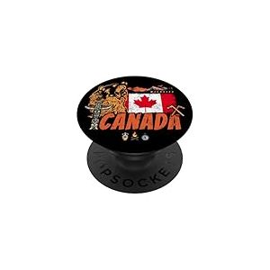 Canada Vintage avec Drapeau et Souvenir d'ours grizzli PopSockets PopGrip Adh&eacute;sif