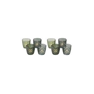 Boltze Ensemble de photophores Marilu 4 pi&egrave;ces (Vert, Verres d&eacute;coratifs pour Bougies/Chauffe-Plats, Porte-Bougies &Oslash; 8 cm, Motifs vari&eacute;s, Forme Ronde, Support pour Chauffe-Plat) (Lot de 2)