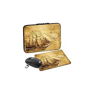 PEDEA Housse de Protection Design pour Ordinateur Portable jusqu'à 17,3" (43,9 cm) avec Tapis de Souris et Souris sans Fil