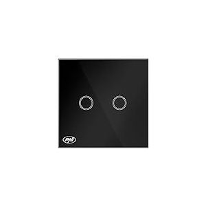 PNI SH222 Interrupteur à double contact en verre noir avec indicateur LED