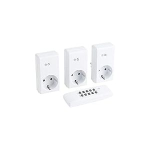 Meister ensemble de prises radio-command&eacute;es 3 + 1 - 1100 W - 4 canaux & 1 canal ma&icirc;tre - avec t&eacute;l&eacute;commande - port&eacute;e 30 m - IP20 int&eacute;rieur / ensemble de commutateurs radio / t&eacute;l&eacute;rupteur radio / 7474500