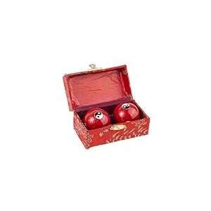 lachineuse - Coffret Boules Qi Gong Yin Yang - Boules Chinoises Anti Stress en Émail ⌀ 45 mm - Boules de Santé - Coffret Cadeau Relaxation Zen - Objet Asiatique Japon Chine Feng Shui - Coloris Rouge
