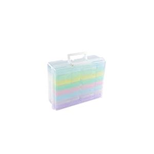 Vaessen Creative Boîte de Rangement Plastique 37,5 x 30 x 13 cm - avec 16 Boîtes Plates de 17 x 12 x 3 cm - Caisse avec Couvercle pour Couture, Accessoires Diamond Painting et Scrapbooking