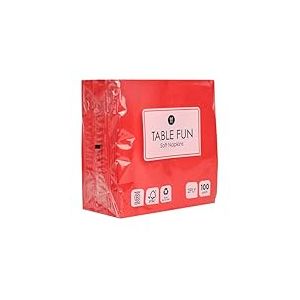 Talking Tables 100 x Serviettes en papier souple rouge pour No&euml;l, anniversaires, mariages, enterrements de vie de jeune fille, restauration, jetables fabriqu&eacute;es dans l'UE, 2 &eacute;paisseurs 33 cm