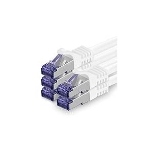 1aTTack.de 5x 0,25 M c&acirc;ble r&eacute;seau CAT7-10 Gigabit - C&acirc;ble patch RJ45 C&acirc;ble Ethernet (SFTP PIMF LSZH CU) - pour DSL LAN Switch Modem Routeur Patch Panel CAT7 CAT6 CAT5 - blanc