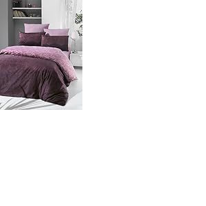 Nuit Des R&ecirc;ves Parure de lit Luxueuse en Satin pour lit Double (200 x 200 cm), 100% Coton, 210 Fils, Rose et Lilas, Lavable en Machine, Fermeture &agrave; enveloppe et &agrave; Boutons, literie &eacute;l&eacute;gante