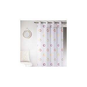 Homemaison 09378-8-AL Voilage Etamine L&eacute;g&egrave;re Jacquard Fils Coupes avec Oeillets Ronds Multicolore/Argent 150 x 240 cm