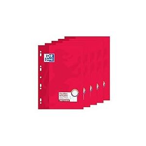 Oxford Lot de 5 Etuis Feuilles Simples A4 (21x29,7) Perforées Grands Carreaux Seyès