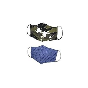 Kanguru Green Mask/Masque Facial set de 2 pièces 100% Coton, 2 Couches, Lavable, Taille Adultes