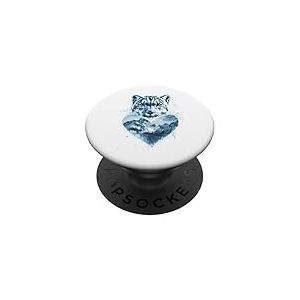 Léopard des neiges, animal léopard blanc, visage de léopard des neiges PopSockets PopGrip Adhésif