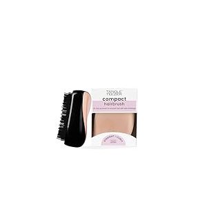 Tangle Teezer Compact Styler, Brosse à Cheveux Démêlante, Cheveux Secs et Mouillés, Tous Types de Cheveux, Brosse Idéale pour Voyager avec sa Pochette de Transport, Noir et Or Rose
