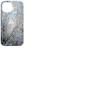 Hibou enneigé blanc amoureux de la neige tachée saison d'hiver Coque pour iPhone 15