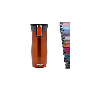 Contigo West Loop Autoseal Travel, Thermique en acier inoxydable, Fiole à vide, Gobelet étanche, Tasse à café avec couvercle facile à nettoyer sans BPA, Mandarine, 470 ml