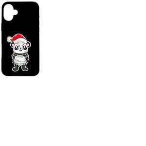 Christmas Lights Panda Wearing Xmas Hat - Cute Panda Lover Coque pour iPhone 16 Plus