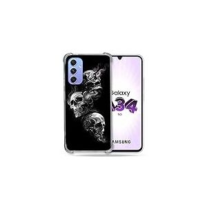 Cokitec Coque Renforcée en Verre Trempé pour Samsung Galaxy A34 5G Tete de Mort Triple