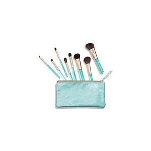 Nabla Aquamarine Essential Brush Set | Set de pinceaux de maquillage professionnels et 100% végétaliens pour un maquillage impeccable | Design élégant couleur vert aquatique, idéal comme cadeau.