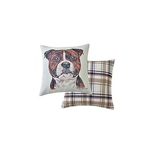 Maturi Coussin de siège rempli avec Image Aquarelle de Chien Staffordshire Bull Terrier, Coussin de Chaise, canapé – 43 x 43 cm