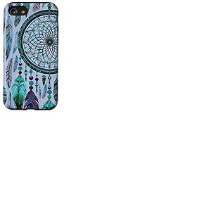 Attrape-r&ecirc;ves Boho Indigo Plume Fonc&eacute;e Bleu Nuit R&ecirc;ves Coque pour iPhone SE (2020) / 7/8