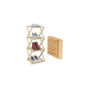 Relaxdays Meuble à Chaussures, pour 4 Paires, H x L x P : env. 86 x 40 x 34 cm, pour la Maison ou Le Camping, Nature