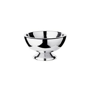EDZARD Toni Refroidisseur à champagne à double paroi en acier inoxydable poli miroir intérieur et pied martelé diamètre 43 cm, Argenté