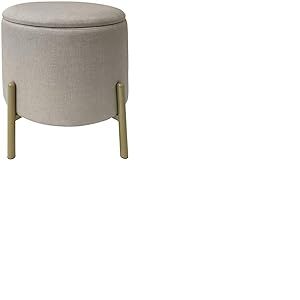 ECHTWERK Pouf Logan, avec Espace de Rangement, Couvercle Amovible, Coffre de Rangement Rond, avec Pieds en Bois, adapté à la Chambre à Coucher et au Salon, 40 x 40 x 40 cm, jusqu'à 150 kg, Crème