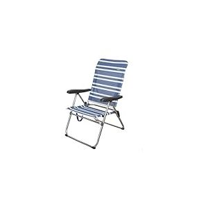 AKTIVE Beach - Chaise de Plage Pliante Haute Multipositions, avec Poign&eacute;e de Transport, Aluminium et Textil&egrave;ne, 46,50X63X93 cm, Bleu et Blanc