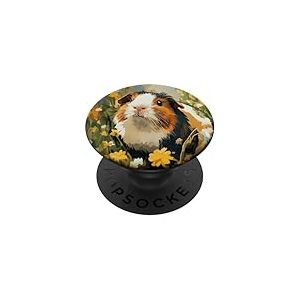 Cochon d'Inde Fleurs Animaux Mignons Cochon d'Inde Dr&ocirc;le PopSockets PopGrip Adh&eacute;sif