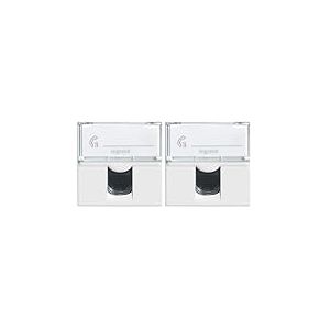 LEGRAND | Prise RJ45 Mosaic Cat&eacute;gorie 6 FTP, 2 Modules Blanc, Transmission Haut D&eacute;bit Gigabit Ethernet, Connecteur Avec Cache Anti-Poussi&egrave;re, Compatible Applications PoE Haute Capacit&eacute; (Lot de 2)