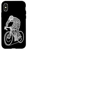Cycling Guy Line Art Biker Cycle Track Coque pour iPhone X/XS