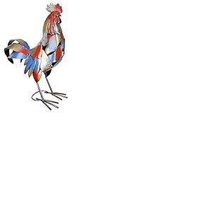 Gilde Grande Figurine d&eacute;corative en Forme de Coq XL - Sculpture Animale en m&eacute;tal fabriqu&eacute;e &agrave; la Main et Peinte &agrave; la Main - D&eacute;coration Cadeau - Multicolore - Hauteur : 50 cm