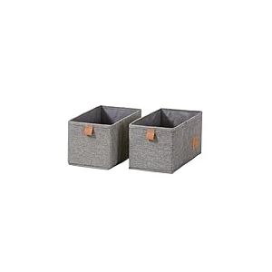 LOVE IT STORE IT &ndash; Premium &ndash; Lot de 2 Bo&icirc;tes de Rangement Tissu 15x30x15cm &ndash; Organisateur Tiroir V&ecirc;tement Pliable &ndash; Lin Gris &ndash; Pour Commode, Dressing, Sous-V&ecirc;tement
