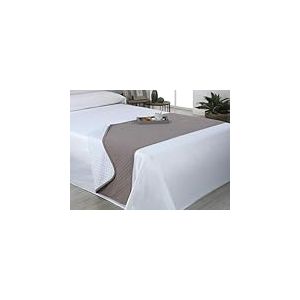 Estoralis - AVA | Chemins de lit Doux et Soyeux | Tissu matelassé réversible | Blanc/Taupe | pour lit de 80/90 cm. (60 x 160 cm.) Couvre-lit de Couleur contrastée.
