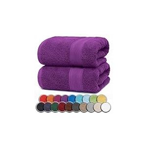 NatureMark Lot de 2 Serviettes de Sauna, Qualité Supérieure, 80 x 200 cm, 100% Coton, Violet