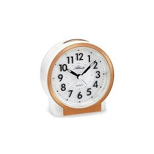 Atlanta Réveil sans tic-tac Silencieux avec lumière Snooze à Quartz analogique - 2173/18 (Or Rose/Blanc)