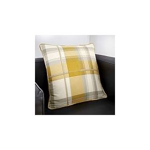 Fusion Balmoral Check Tartan (43 x 43 cm) -100% Coton-Garnissage Inclus Ocre Jaune à Carreaux Moutarde avec Housses Incluses/Inserts de Coussin, Cushion (Filled): 43 x 43cm