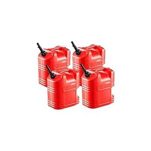 VEVOR Bidon Essence 19 L Bidon Carburant Lot de 4 avec Bec Verseur, Graduation Transparente, D&eacute;bit Maximal 15 L/min, R&eacute;servoir Essence Portable pour Plupart des Voitures, Motos, UTV, Tracteurs, Rouge