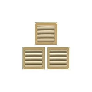 Amig - Grille de ventilation carrée en Aluminium | Grilles d'aération pour sortie d'air | Idéal pour plafond de cuisine et de salle de bain | Dimensions : 150 x 150 mm | Couleur: Dorée (Lot de 3)