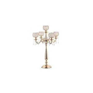 VINCIGANT Chandelier doré à 5 Bras avec Cristal pour Tables de Mariage, bougeoirs en métal de 74,9 cm de Haut pour décoration de fête de Noël, dîner, événement Formel