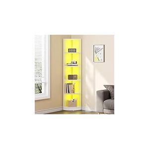 YITAHOME Bibliothèque d'angle à 5 Niveaux avec éclairage LED, synchronisation de la Musique Bluetooth, vitrine pour Chambre à Coucher, Salon, décoration d'intérieur, 30 x 30 x 180 cm