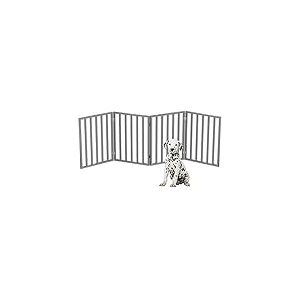 Petmaker Home Pet Gate – Barrière pour Chien pour Portes, escaliers ou pièces – 61 cm autoportante, Pliable, clôture d'intérieur en Bois de Style accordéon (Gris)