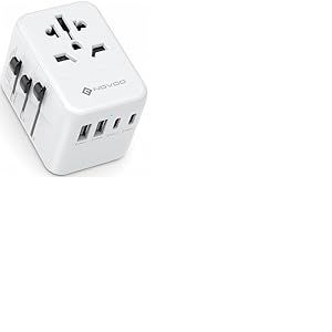 NOVOO Adaptateur de Voyage Universel Adaptateur Prise Universelle PD 21W avec 2 USB et 2 Type C Adaptateur Universel France vers USA UK Allemagne Australie Chine Japon