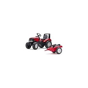 FALK - Tracteur à pédales Case IH avec remorque - Dès 3 ans - Fabriqué en France - volant directionnel avec klaxon - Siège ajustable - 996AB