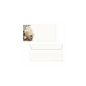 SIGEL DU450 Enveloppe de No&euml;l "Beige Christmas Candle", gomm&eacute;es, DL, 25 enveloppes