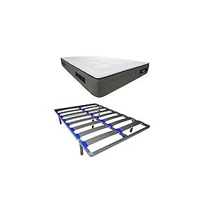 DUÉRMETE ONLINE Matelas Mylos Biogel + sommier démontable KAMAKIT Cadre renforcé 40 x 30 mm, stabilité et Montage Facile, Tube Acier 40 x 30 mm, 140 x 190 mm