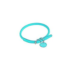 CHAPUIS SELLERIE Glamour Collier R&eacute;glable Rond en Cuir pour Chien/Chat Bleu Diam&egrave;tre 6 mm Longueur 17-20 cm Taille XS