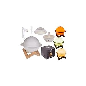 Humidificateur/Diffuseur d'huile Planète avec Support en Bois, 3 Niveaux de luminosité et câble USB, pour env. 110 ML, env. 13,8 x 10,5 cm, en Plastique, dans Un Coffret Cadeau